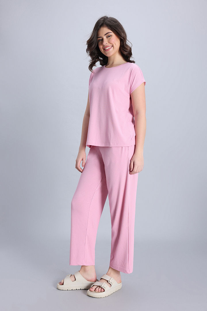 Zivame 2 Mile Fashion Knit Poly Loungewear Set - Cameo Pink — image 4
